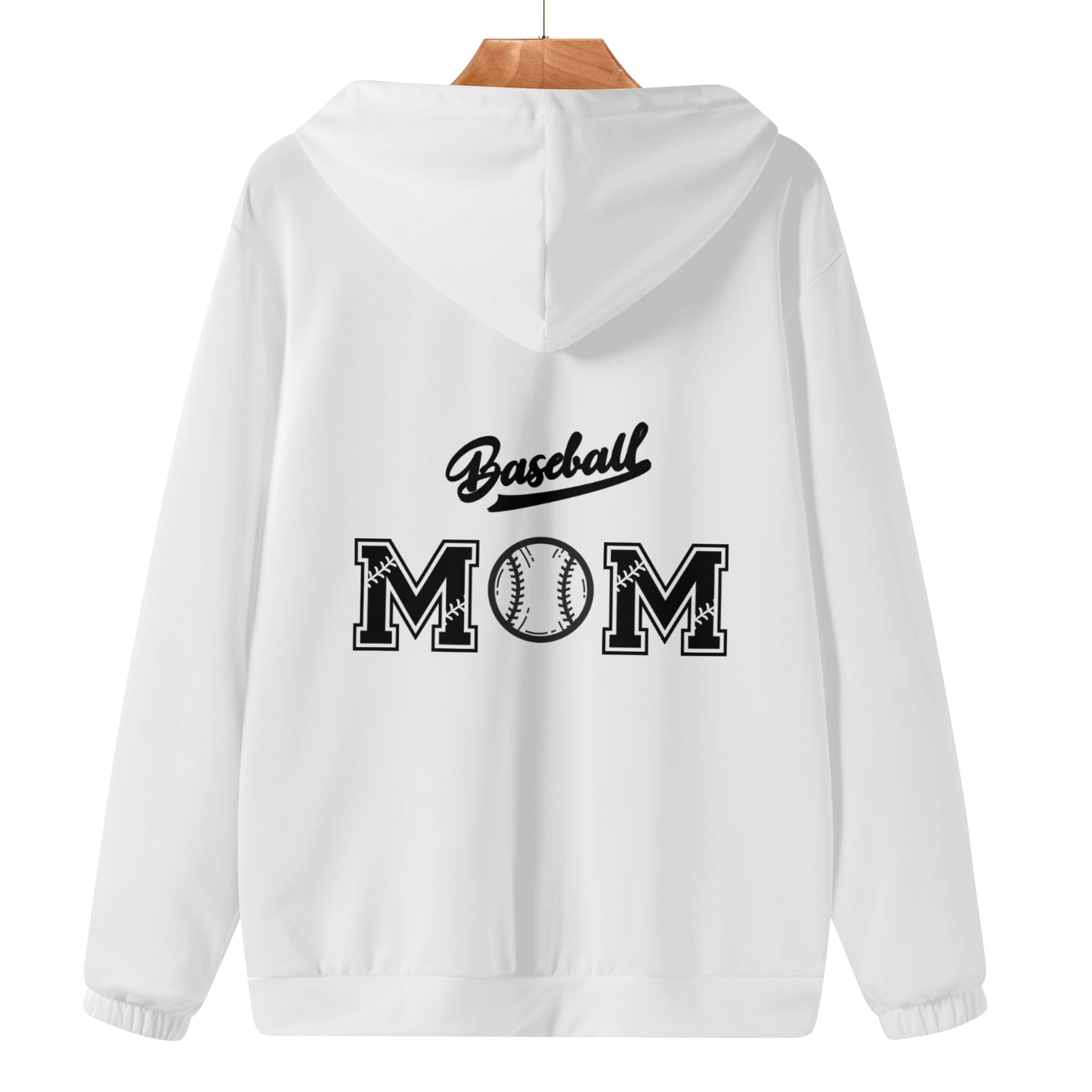 Maverick Baseball Mom Zip-up Hoodie - White