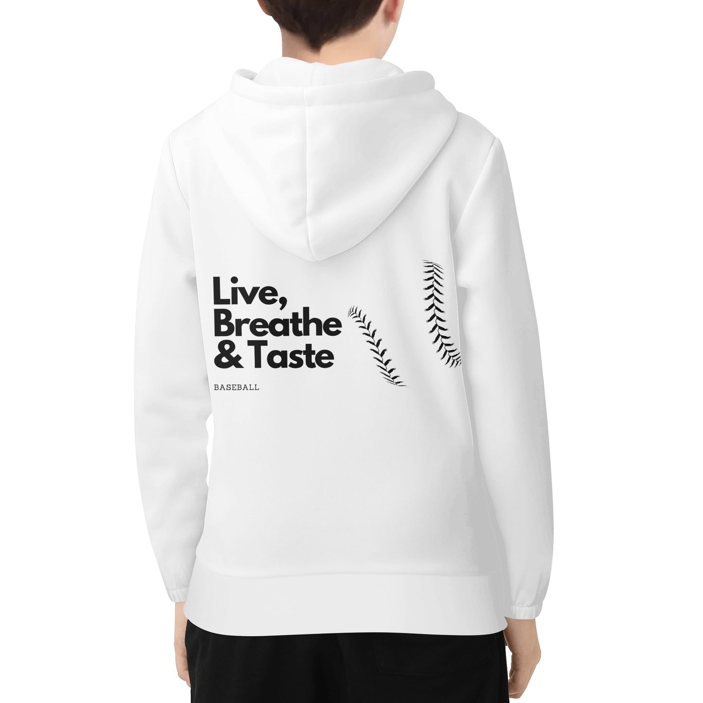 Maverick Youth Live Breathe Taste Baseball Hoodie- White