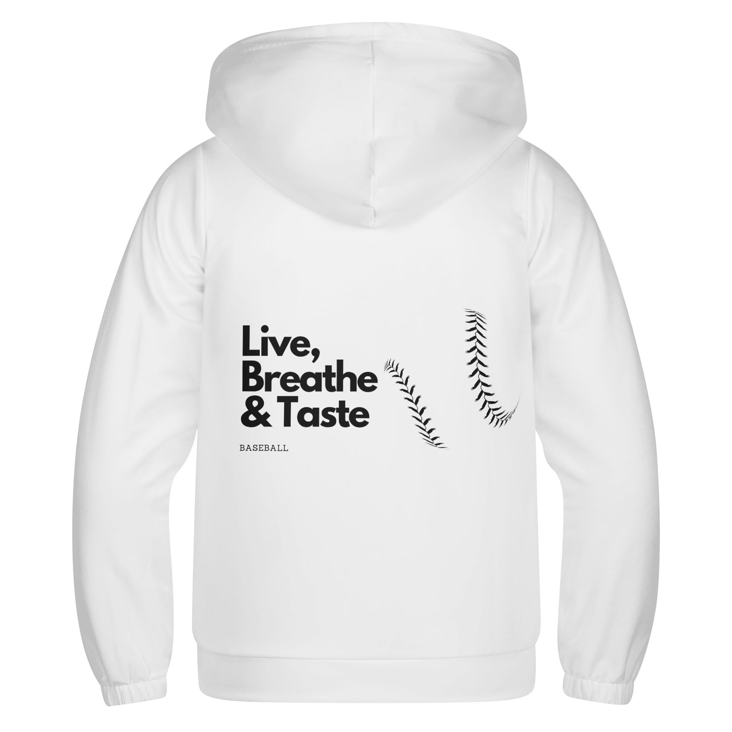 Maverick Youth Live Breathe Taste Baseball Hoodie- White