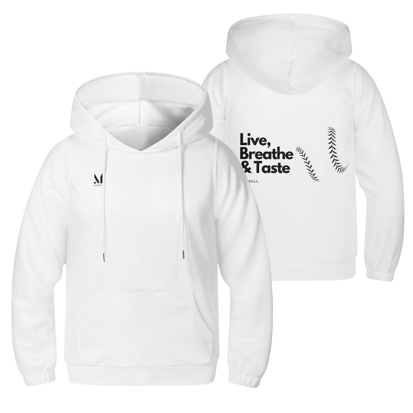 Maverick Youth Live Breathe Taste Baseball Hoodie- White