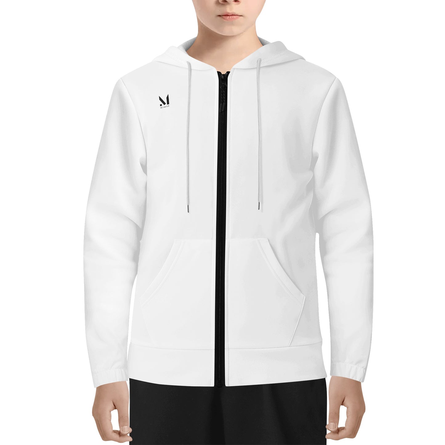 Maverick Youth Zip-up Live Breathe Taste Baseball Hoodie- White