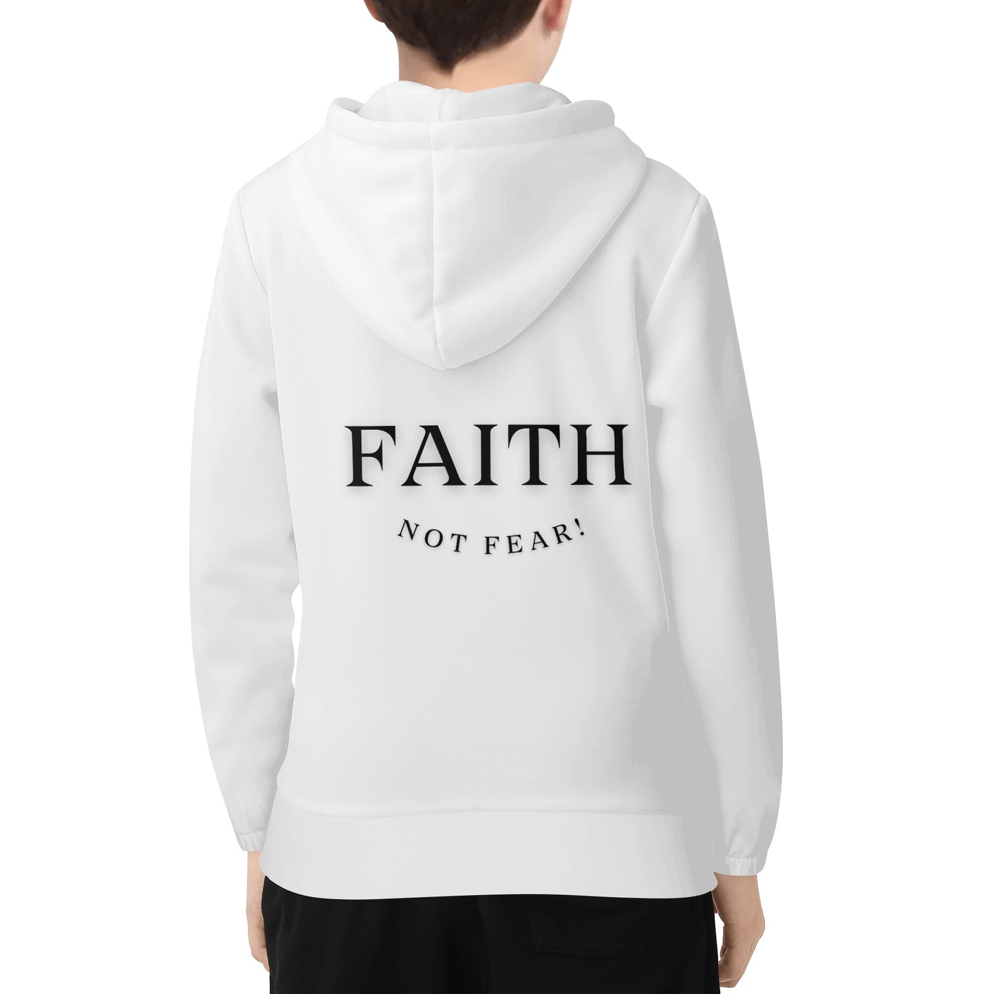 Maverick Youth Zip-up Faith Not Fear Hoodie - White