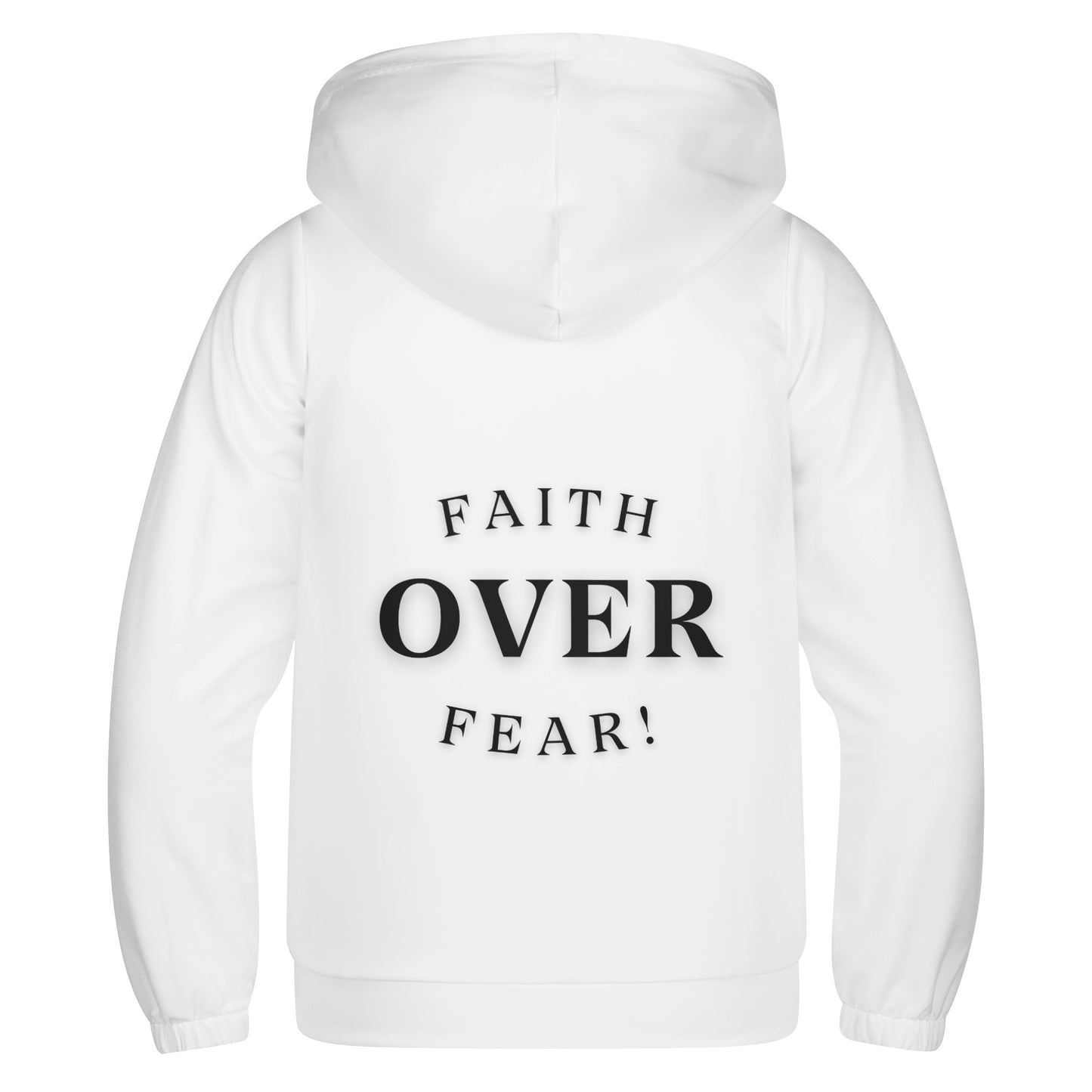 Maverick Youth Zip-up Faith Over Fear Hoodie - White