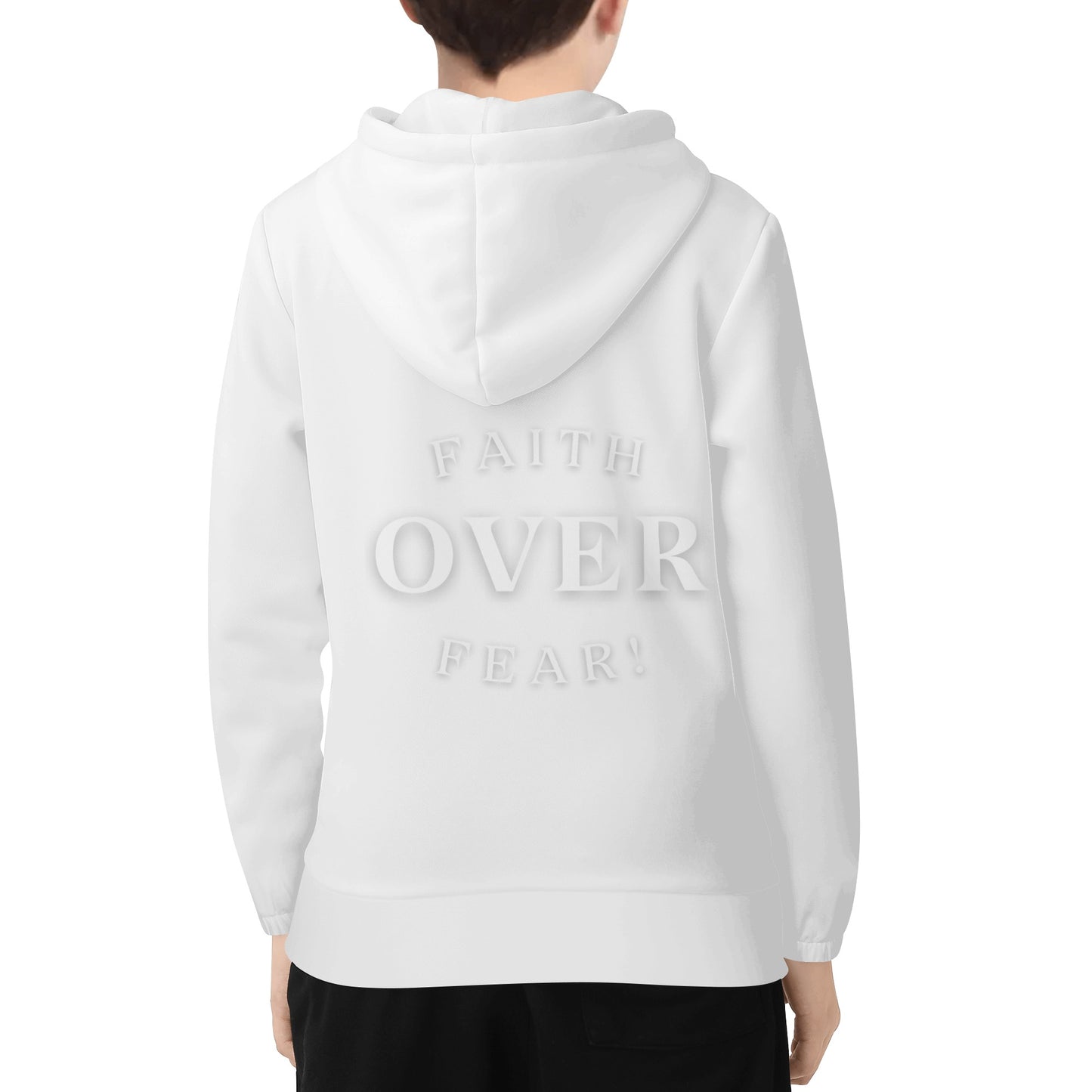 Maverick Youth Zip-up Faith Over Fear Hoodie - Black