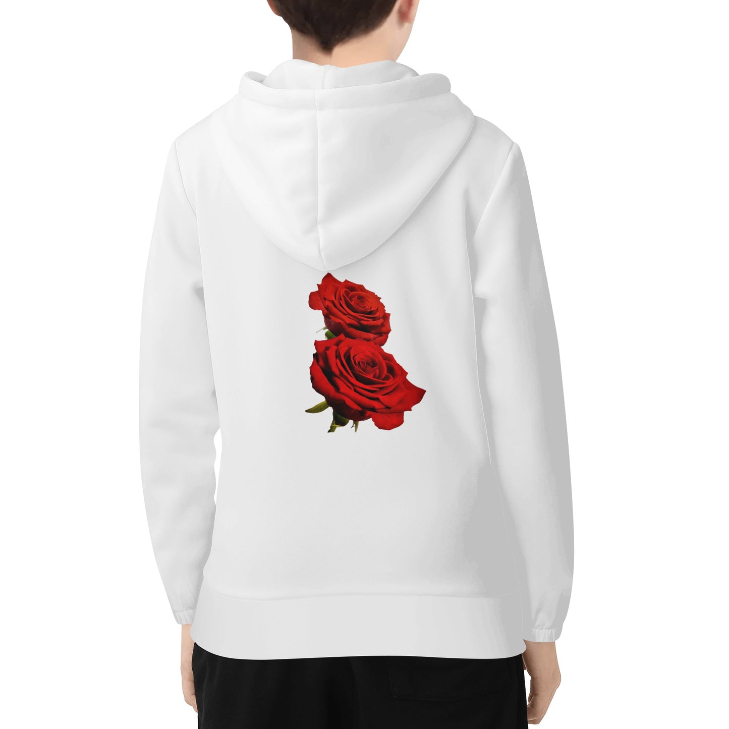 Maverick Youth Zip-up Rose Hoodie - White