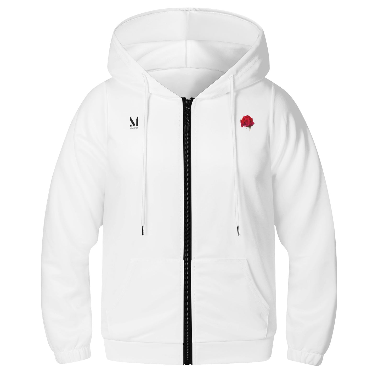 Maverick Youth Zip-up Rose Hoodie - White