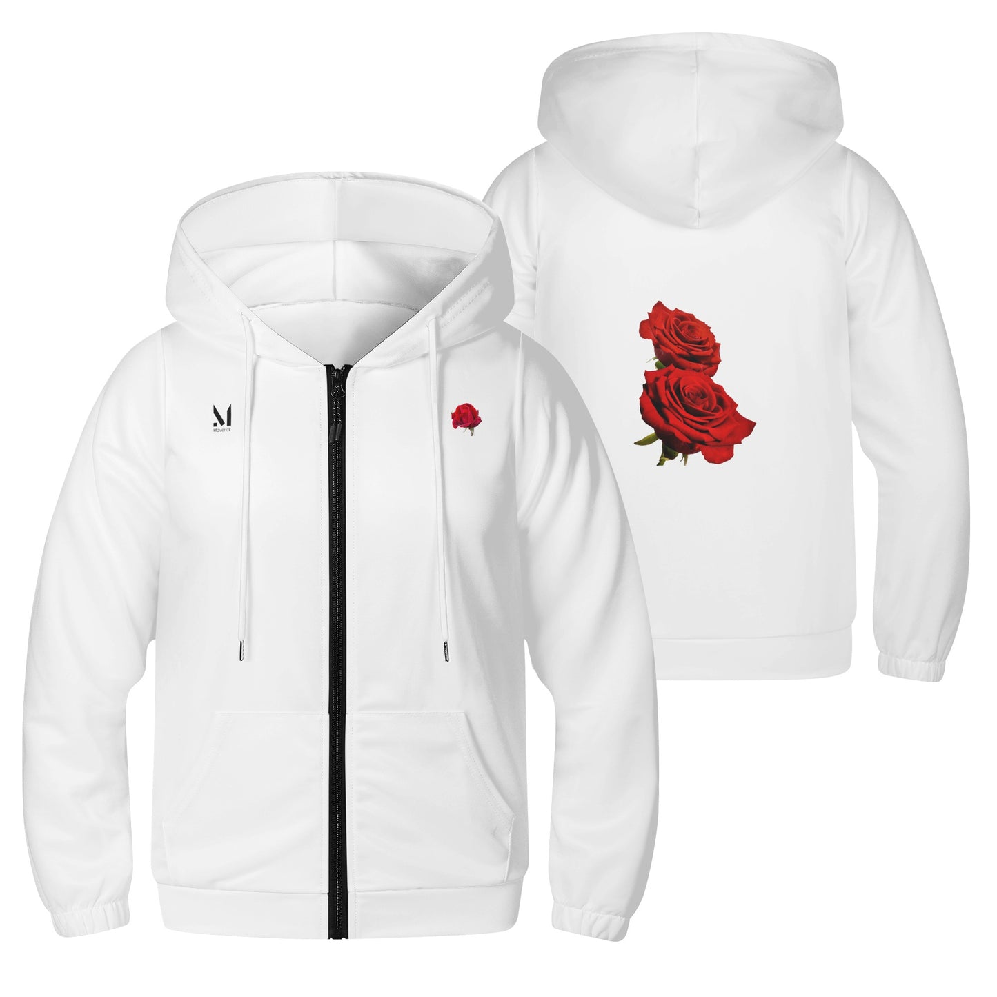 Maverick Youth Zip-up Rose Hoodie - White