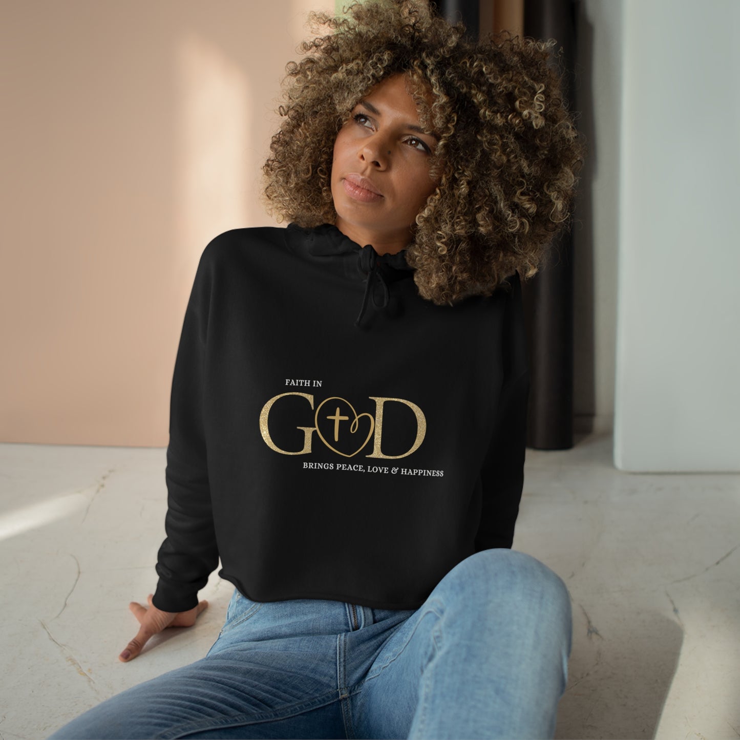 Maverick Faith in God Crop Hoodie