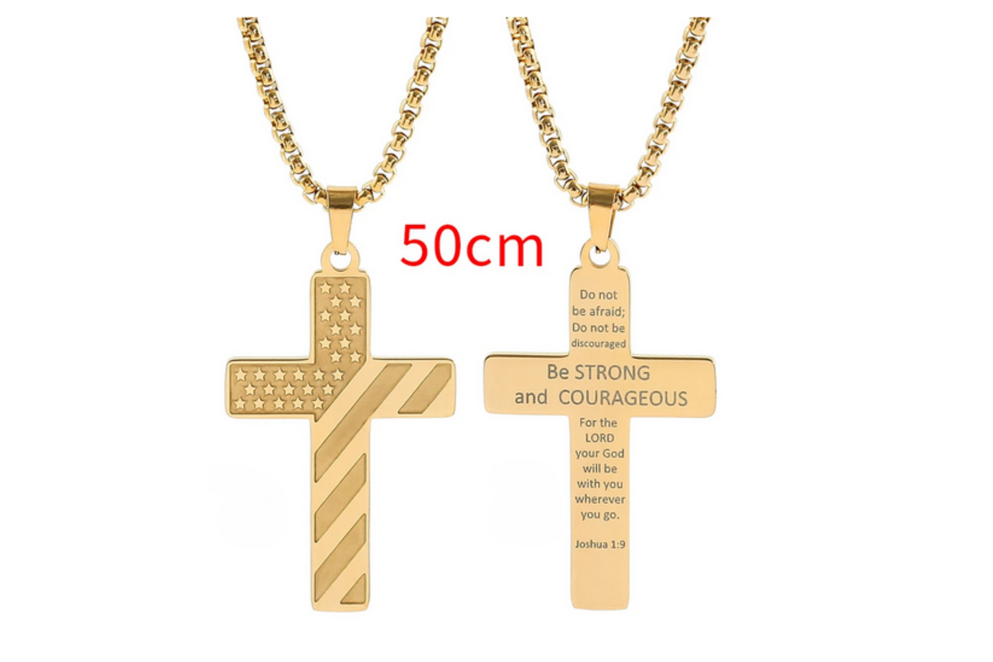 American Flag Cross Necklace - Inspirational Bible Verse