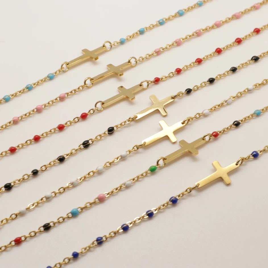 Cable Chain Cross Bracelets