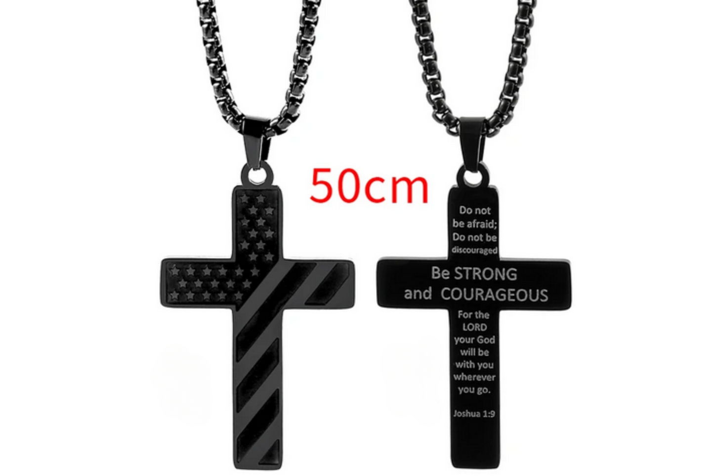 American Flag Cross Necklace - Inspirational Bible Verse