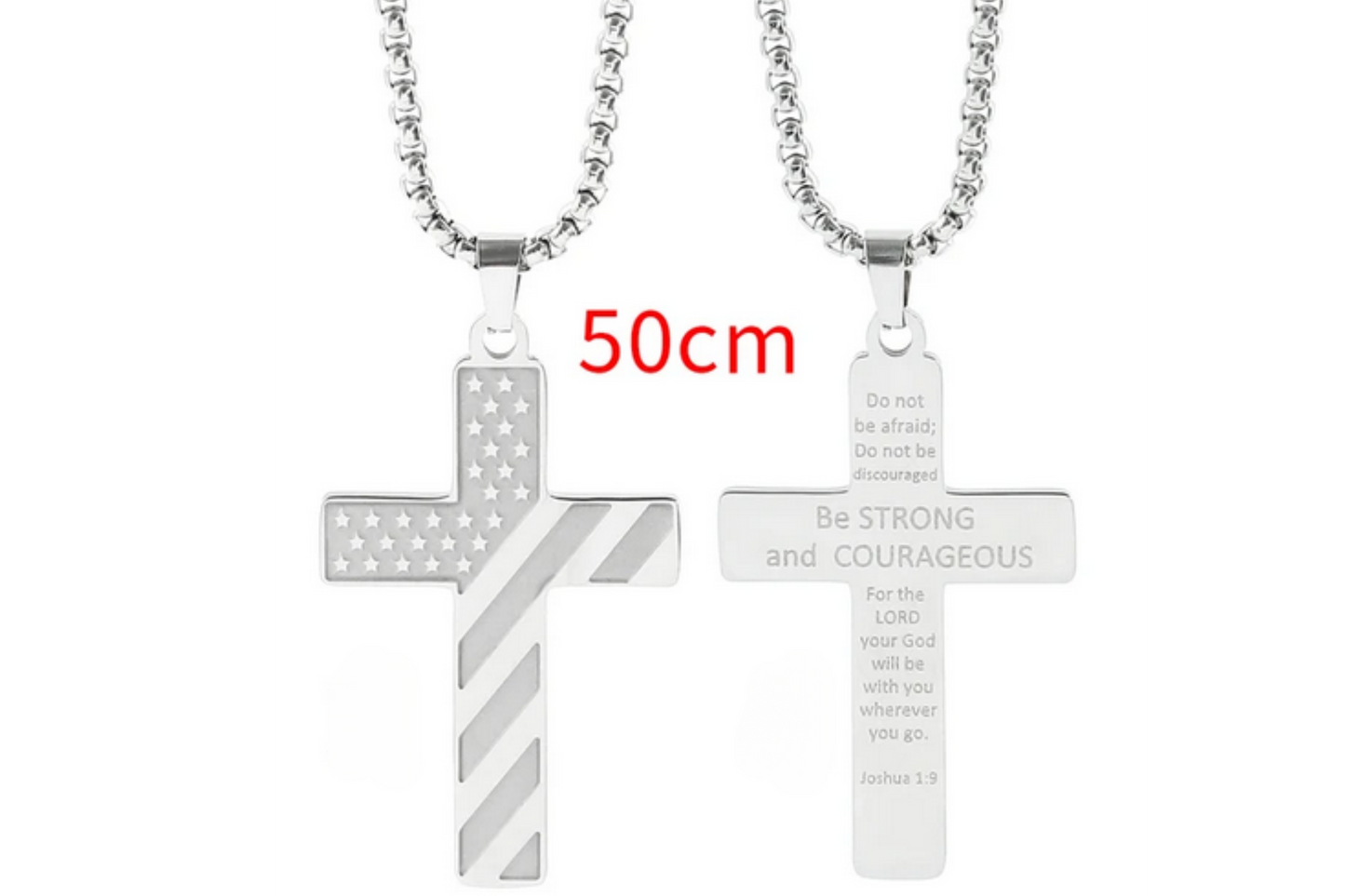 American Flag Cross Necklace - Inspirational Bible Verse