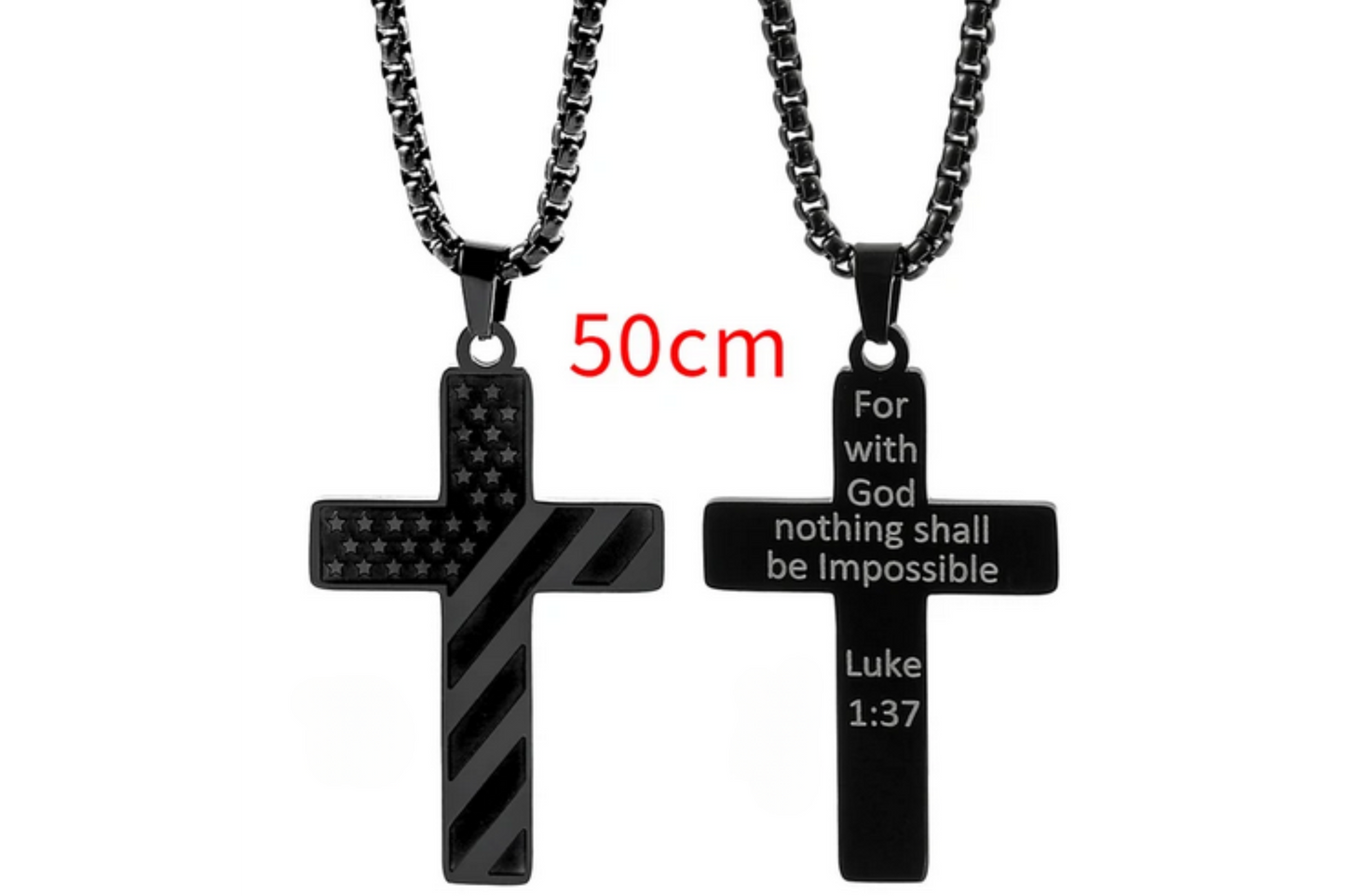 American Flag Cross Necklace - Inspirational Bible Verse