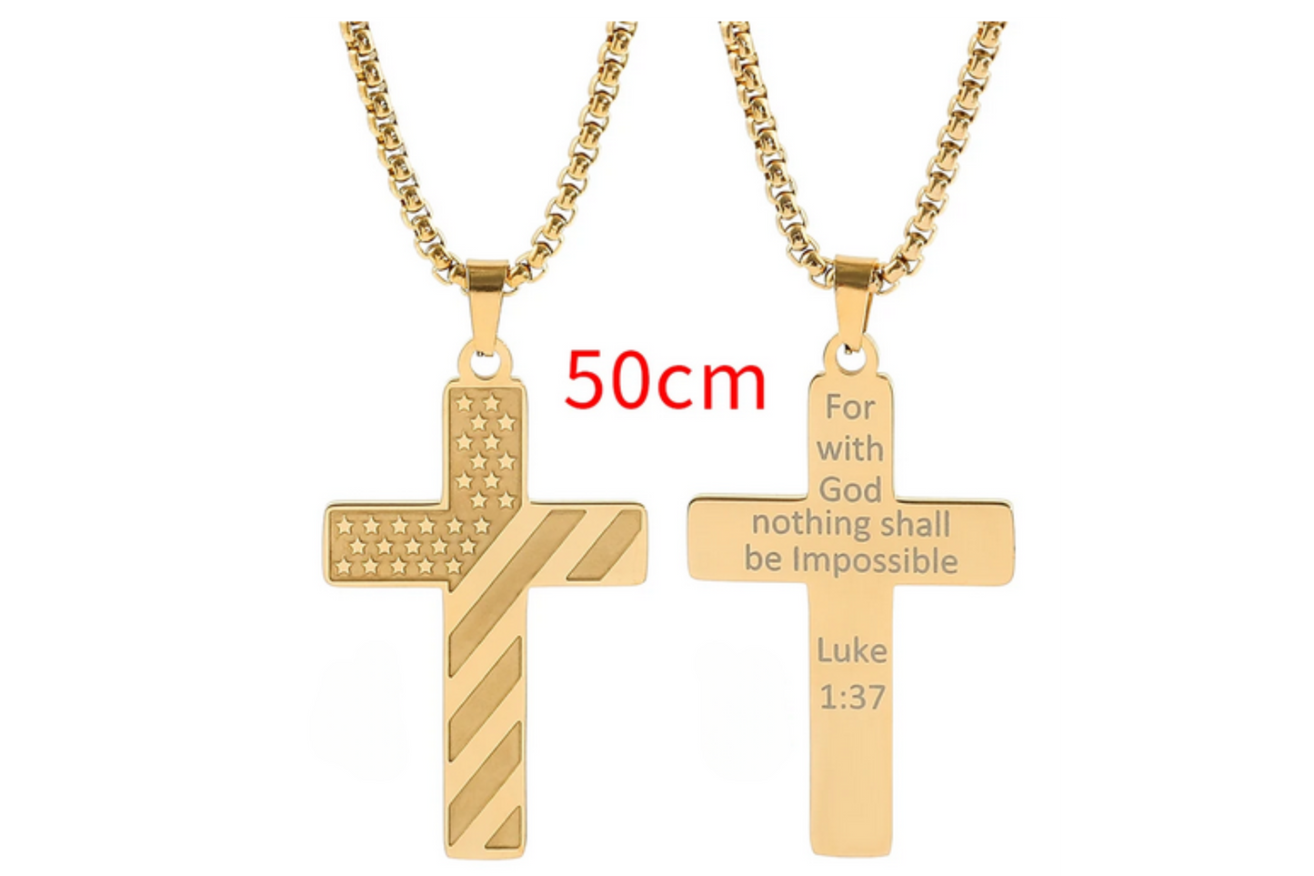 American Flag Cross Necklace - Inspirational Bible Verse