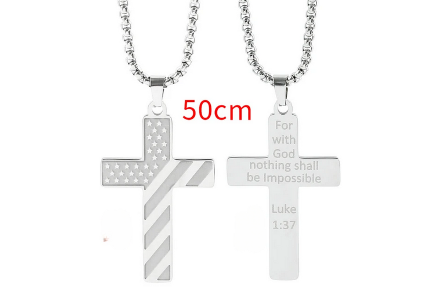 American Flag Cross Necklace - Inspirational Bible Verse