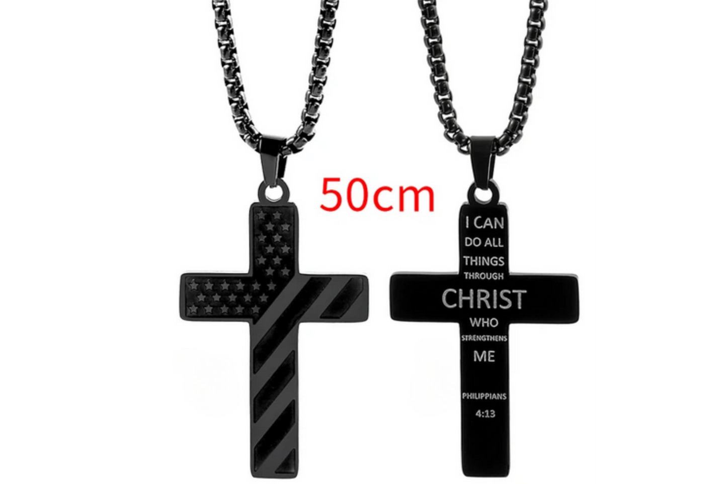 American Flag Cross Necklace - Inspirational Bible Verse