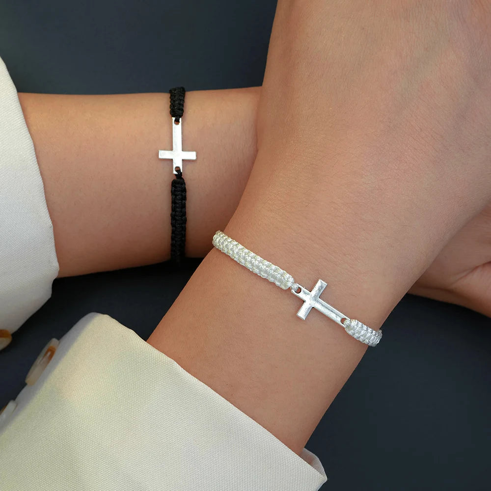 Braided Charm Cross Bracelets