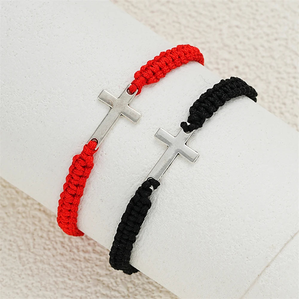 Braided Charm Cross Bracelets