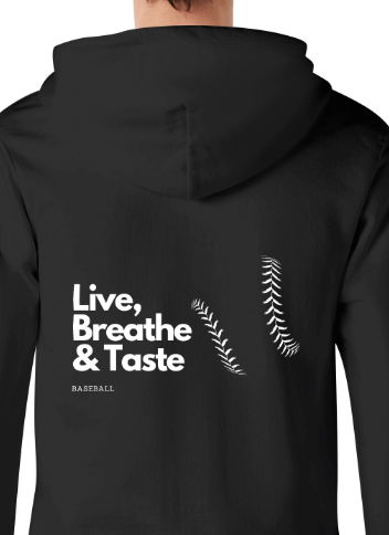 Maverick Youth Zip-up Live Breathe Taste Baseball Hoodie- Black